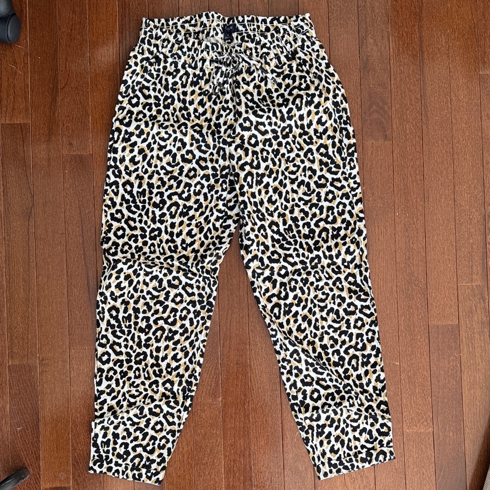 LOFT Leopard Print Linen Pants
